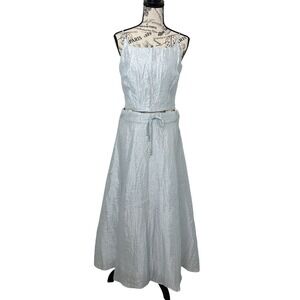 Y2K 90s Prom Dress Fairy‎ Vintage Icy Blue Iridescent Two Piece Flower Size 7/8